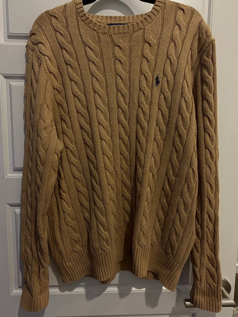 Polo Ralph Lauren Cable-Knit Sweater Large Brown Tan